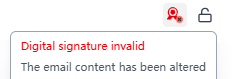 UI warning for emails that email content is tampered with