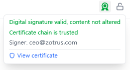 Click on the signature icon to view the details